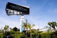 A photo of a billboard that reads, "Fentanyl is the #1 cause of death for Americans age 18 to 45."