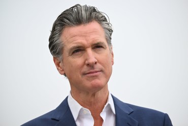 A photo of Gavin Newsom outside.