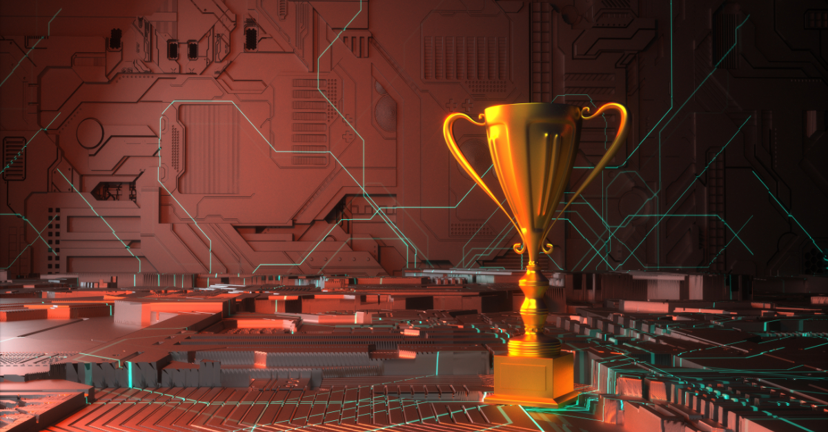 Trophy On A Digital Background